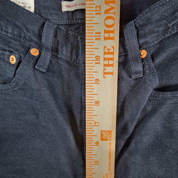 Levi's Premium Women 25 Black Ribcage Straight Ankle Jeans High Rise Pants - Picture 5 of 12